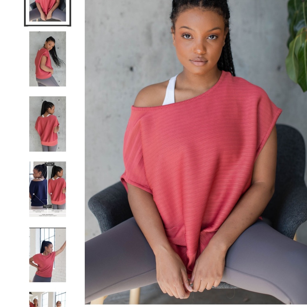 NWT SAVVI XS-SM Garnet Rose Ribbed Kimono Sleeve KARLI Top